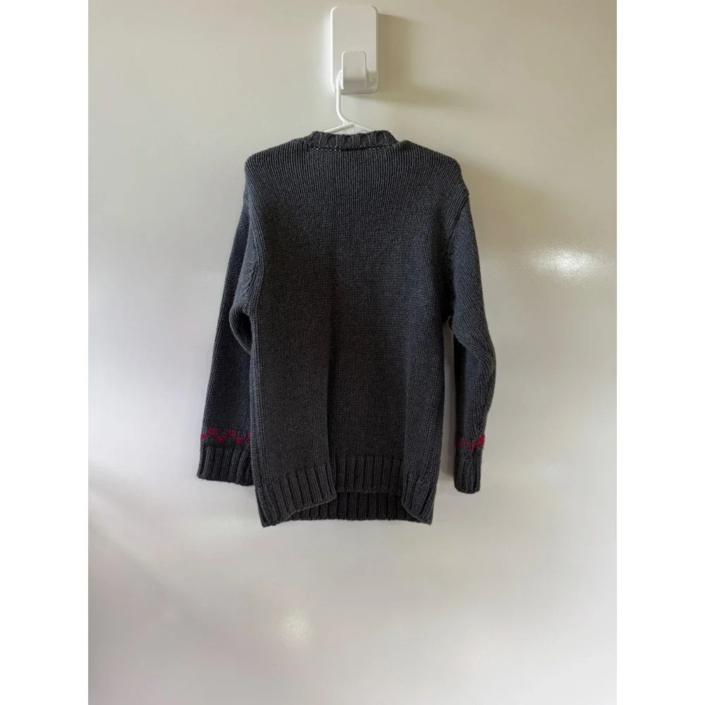 Gap Kids Fair Isle Sweater Gray Cotton Snowflake Knit Pullover Youth XS 4 Y2K